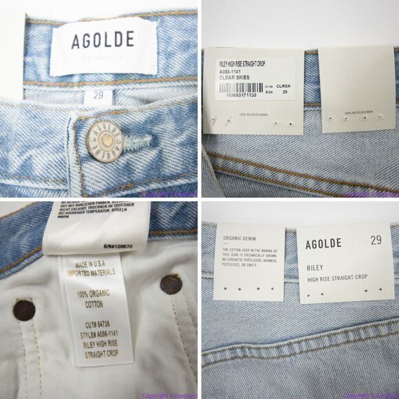 NEW Agolde Riley High Rise Straight Crop jeans in Clear Skies, size 29‎ - Picture 16 of 16